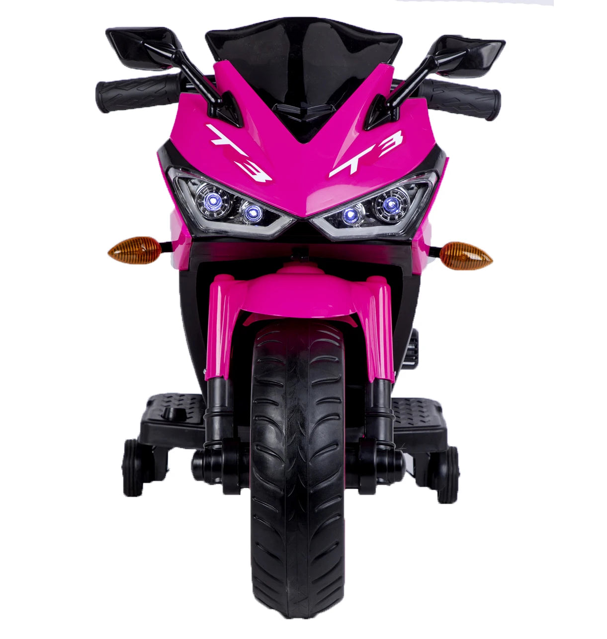 Kids Electric Motorcycle w/ Training Wheels & Manual Throttle for 3-6 Years Boys Girls Light-Up Wheels Ride-On Bike Toy Gift ﻿