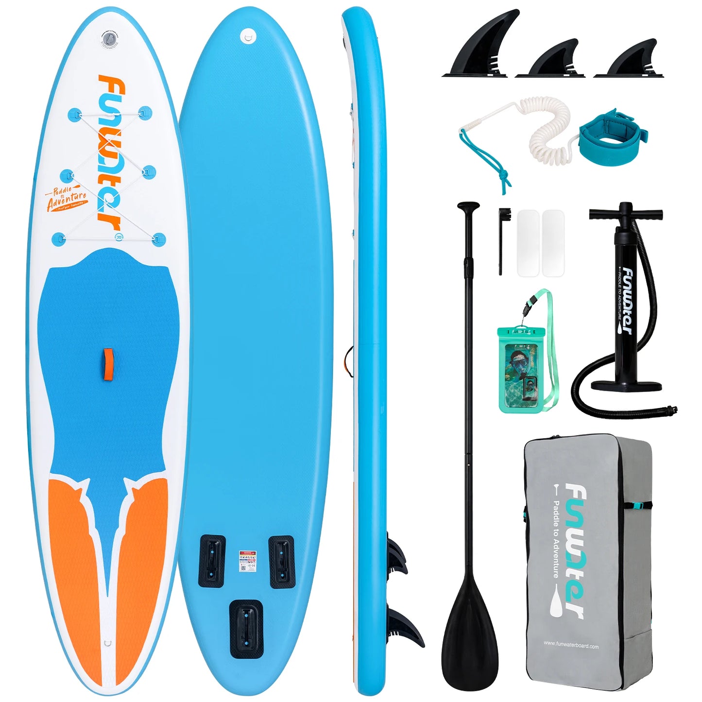 FUNWATER Inflatable Paddle Board Stand-Up Paddle Board Surfboard Ultra-Light for All Skill Levels With SUP Accessories