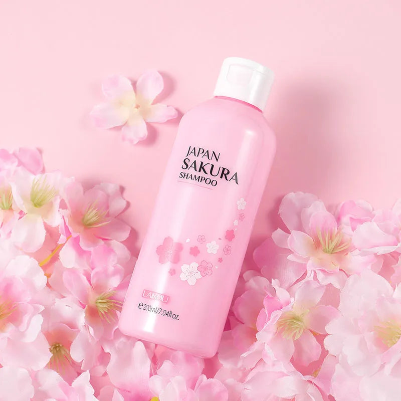 LAIKOU Japan Sakura Body Wash+Shampoo Set Deep Cleanse Nourish Hydrate Skin&Hair 200ml