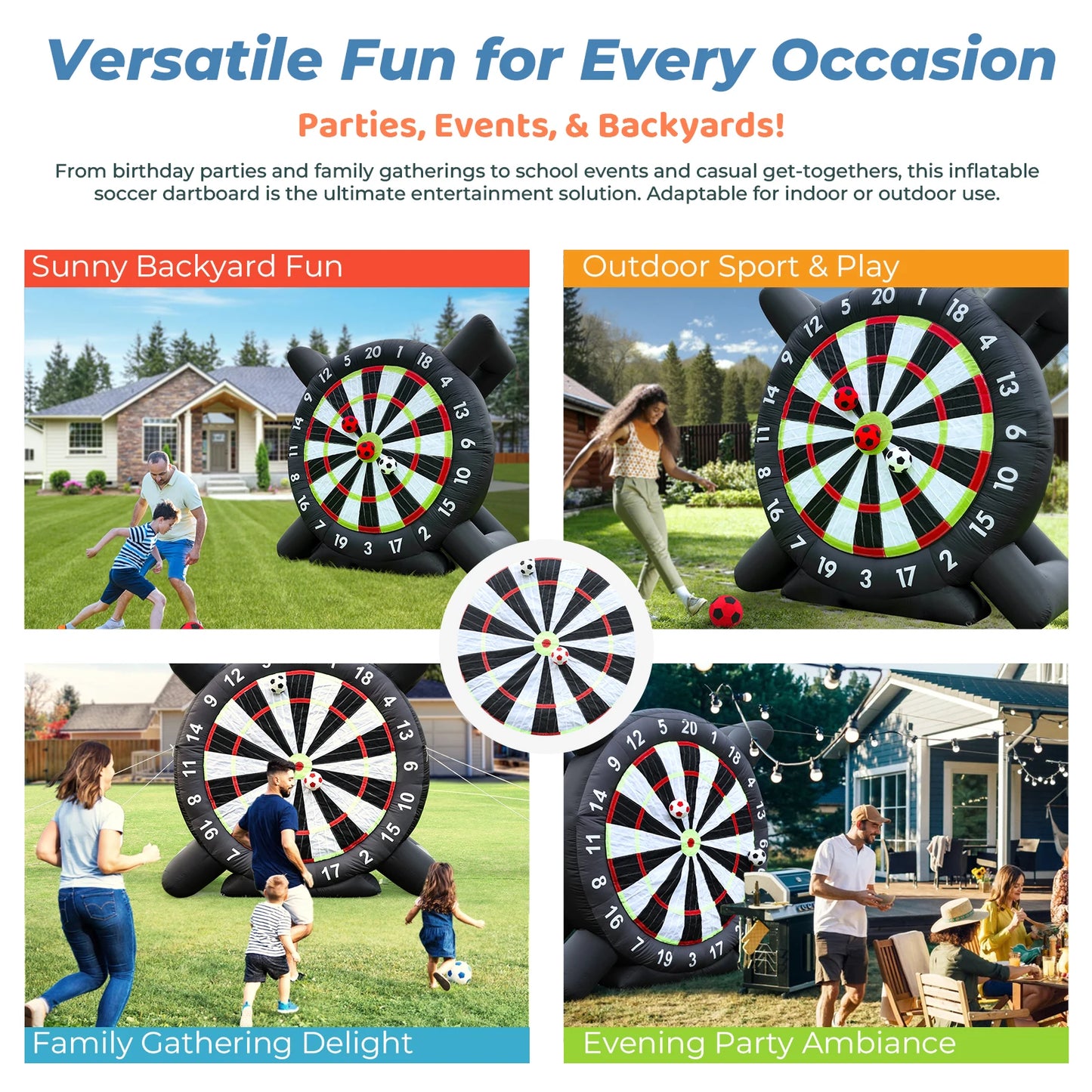 3m/10ft Tall Giant Inflatable Soccer Ball Darts Board with 8pcs Soccer Ball &Blower Commercial children's playground