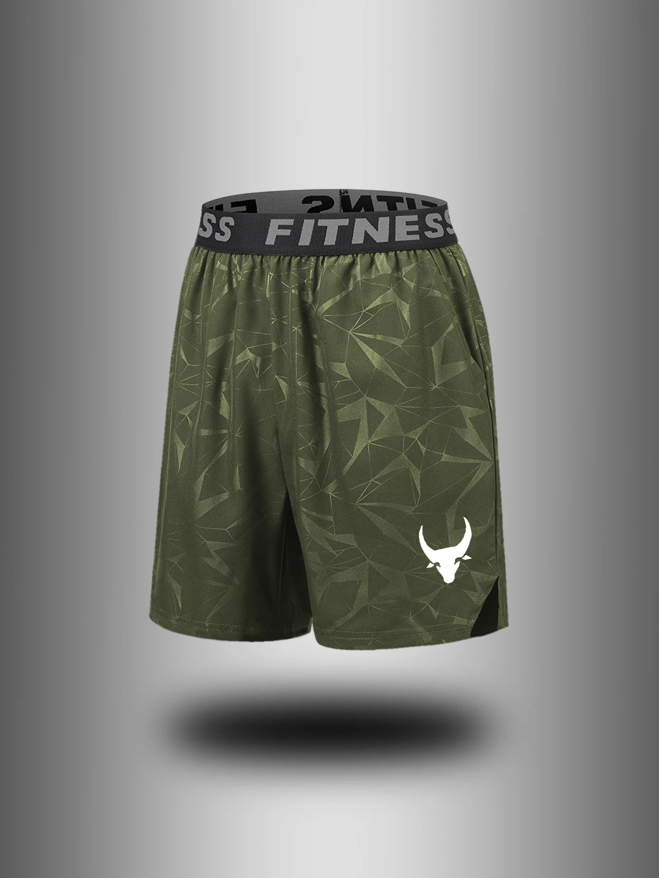 Men'S Athletic Quick-Dry Casual Elastic Waistband Shorts Set with Geometric Print Summer Sports Wear