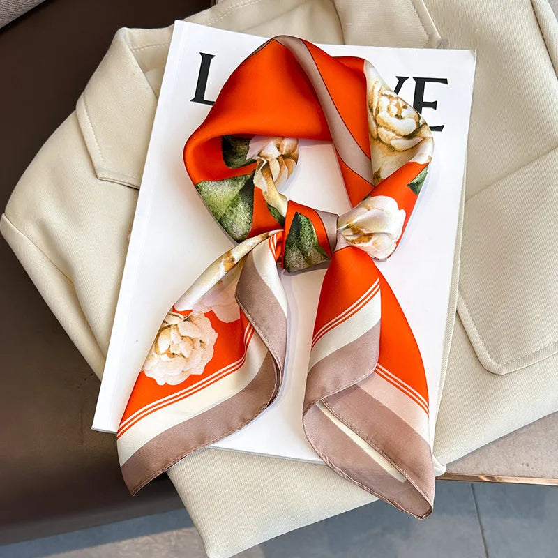 2026 New Fashion 70X70cmPrinted Women's Scarf Pashmina Silk Scarf Square Shawl Decorative Headband Neck Luxury Design Bandana