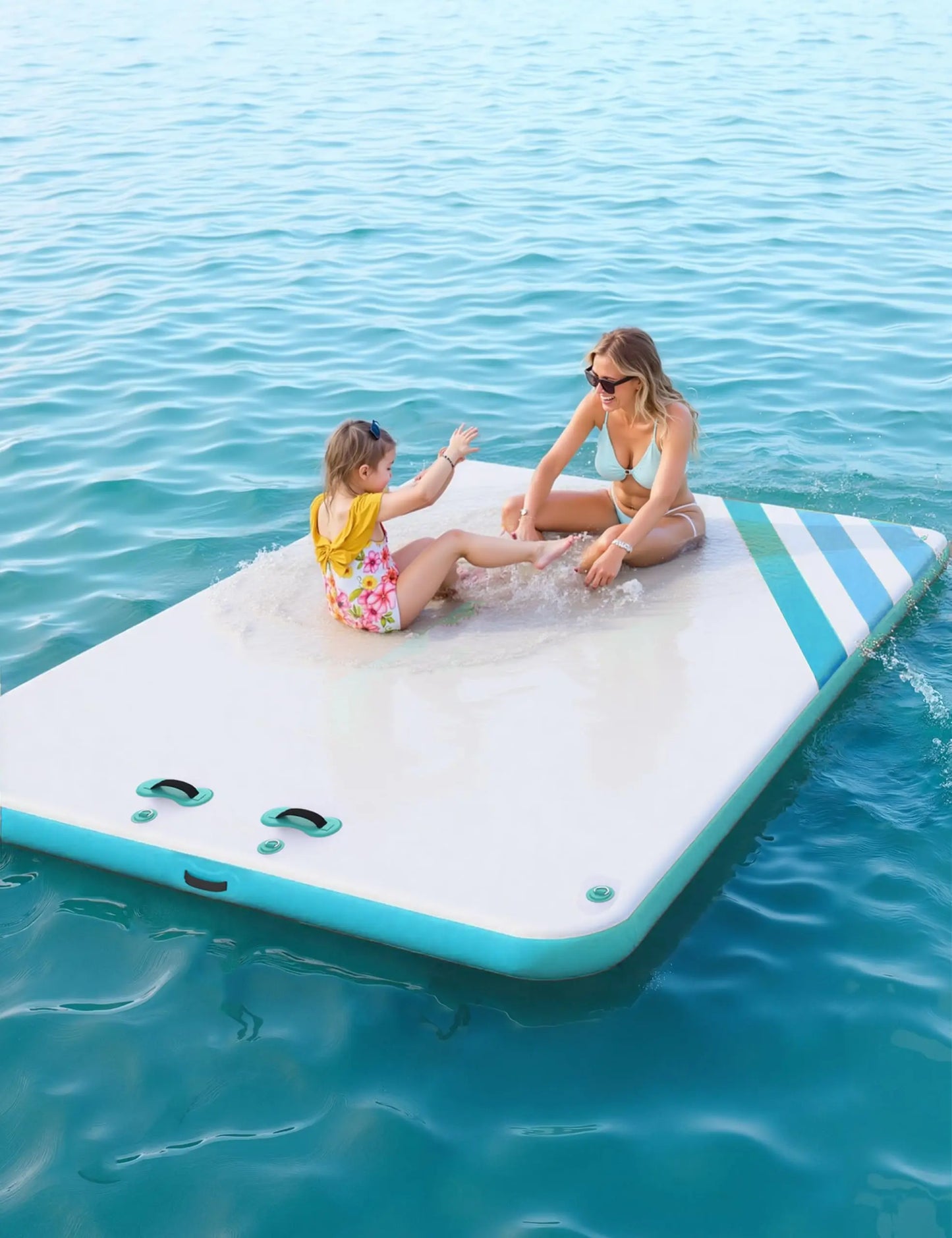 Inflatable Floating Dock Platform for Water Sports – Ultra-Stable Swim Raft with Rope Ladder & Anchors, Portable PVC Water Mat