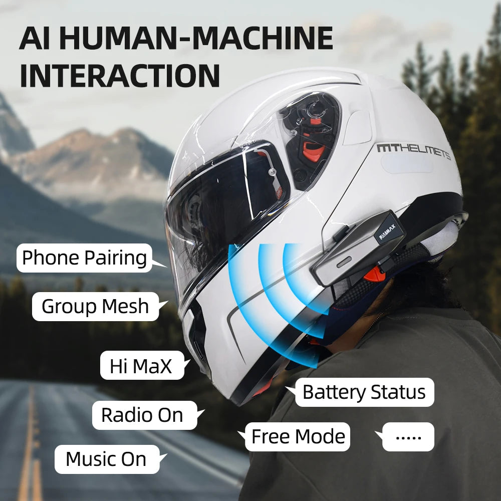 New motorcycle helmet, Bluetooth earphones, 2-kilometer remote intercom, intelligent noise reduction, IP67 waterproof, fast char