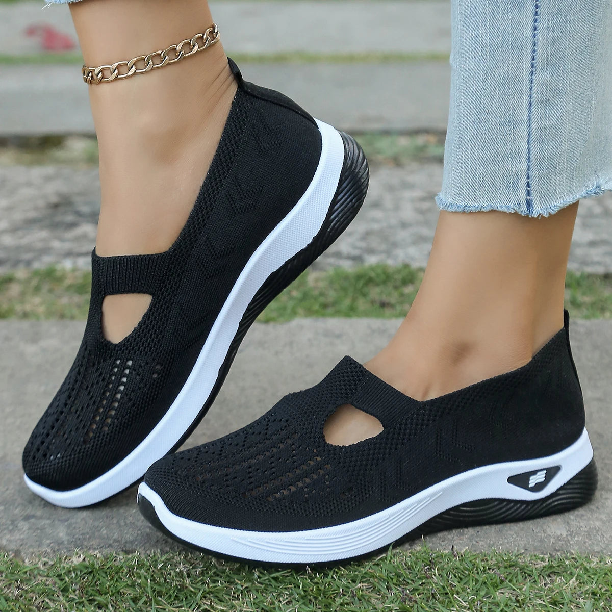 Women's shoes, women's sports shoes, summer flying woven mesh soft sole breathable sports shoes
