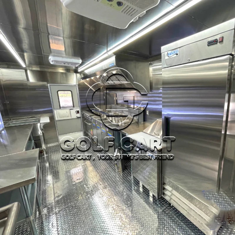 United State Food  Truck with Full Kitchen Concession Bbq Food Trailer with Porch Fully Equipped Custom Food Truck