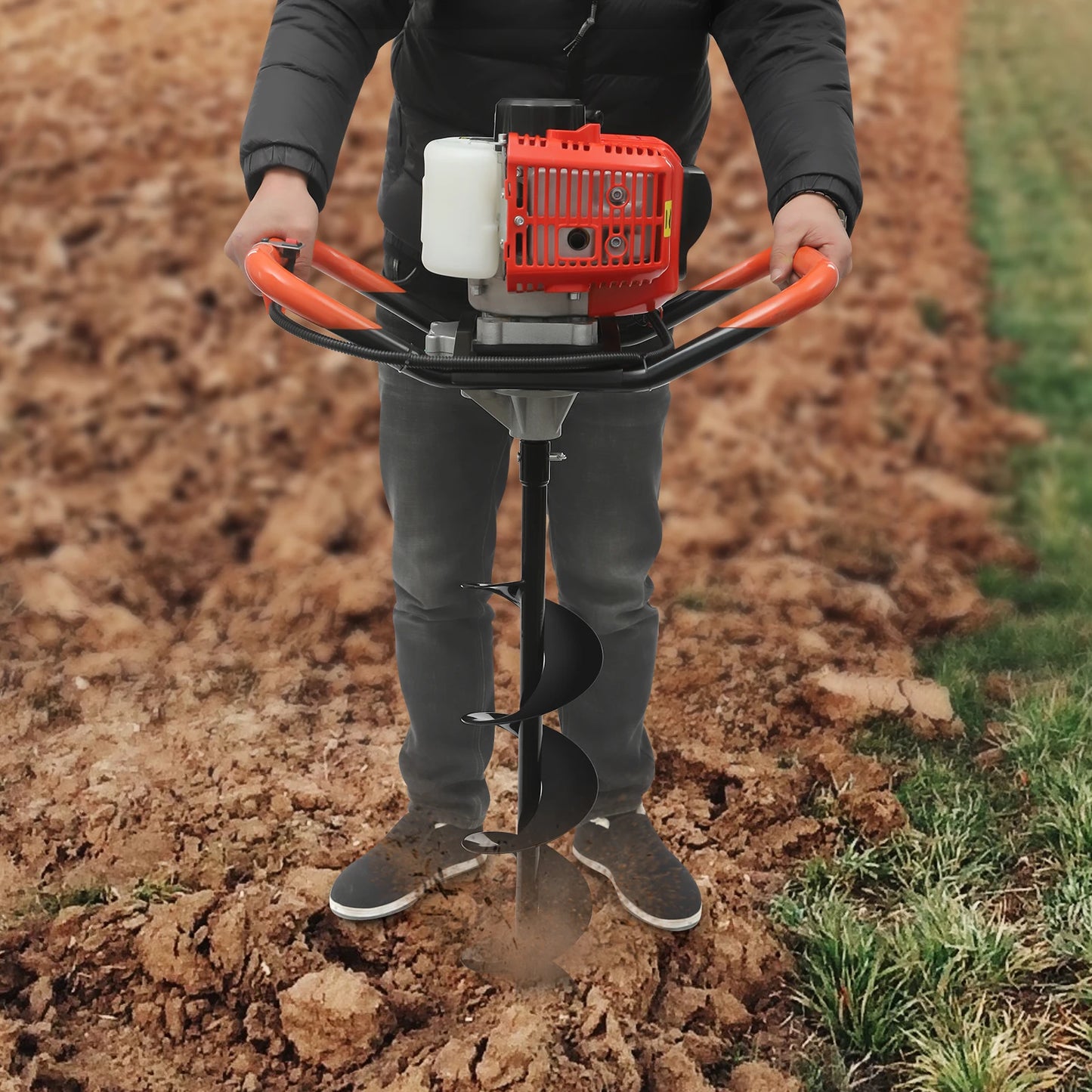 2.3HP Earth Auger Digging Drill Machine Kit Post Hole Digger Hole Digging Machine with 3 Drill Bits for Planting Gardening
