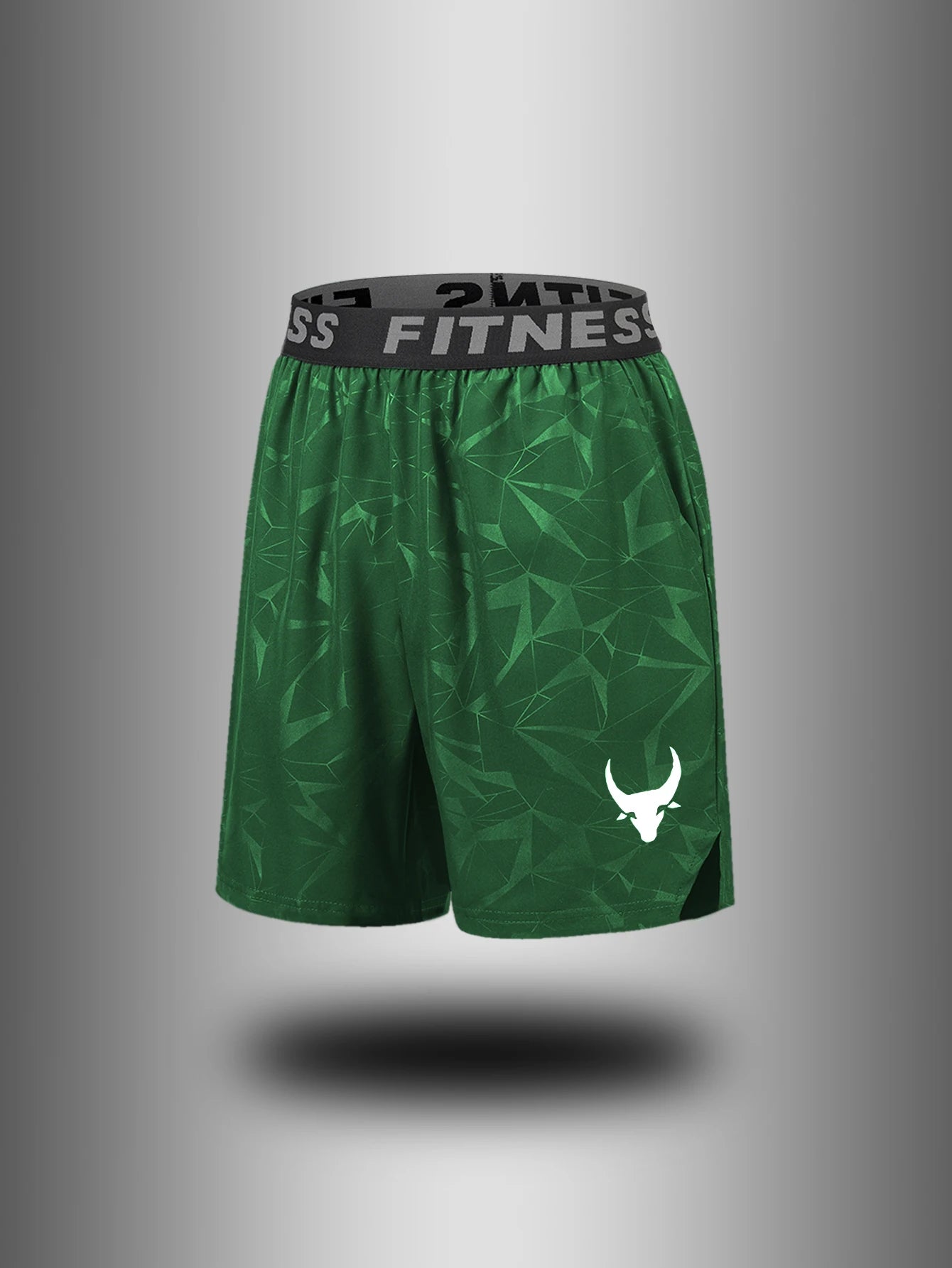 Men'S Athletic Quick-Dry Casual Elastic Waistband Shorts Set with Geometric Print Summer Sports Wear