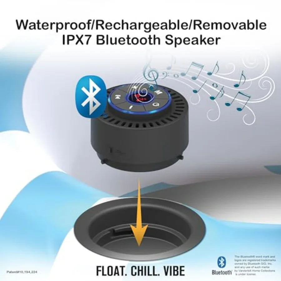 Inflatable Pool Lounger with Bluetooth IPX7 Waterproof Speaker Cup Holder for Adults Premium Floating Pool Chair for Pool Parti