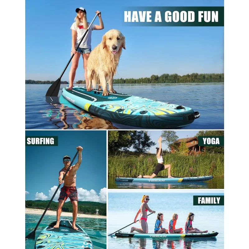 11'6x35'' Extra Wide Inflatable Paddle Board,All-Round Ultra Stable Stand Up Paddleboards with Plus Kits for 450lb/3 People/Fami