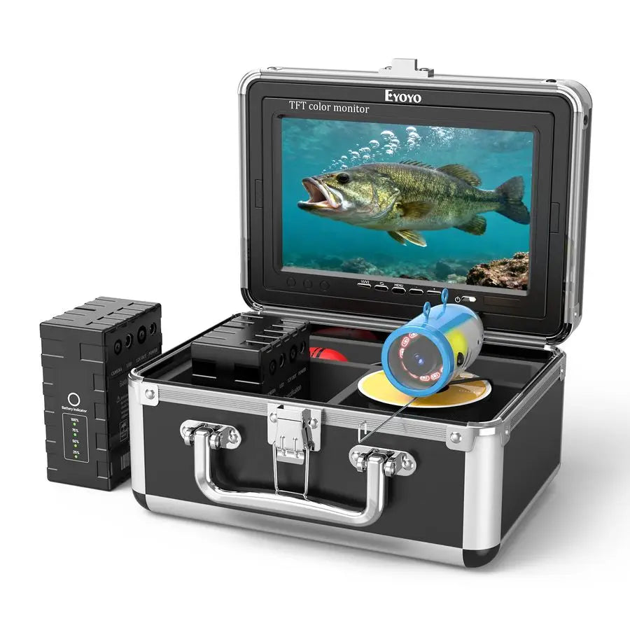 Underwater Fishing Camera 7 Inch Ice Fishing Camera with 2 Batteries, Portable Fish Finder Waterproof 1000TVL Fishing Camera 12p