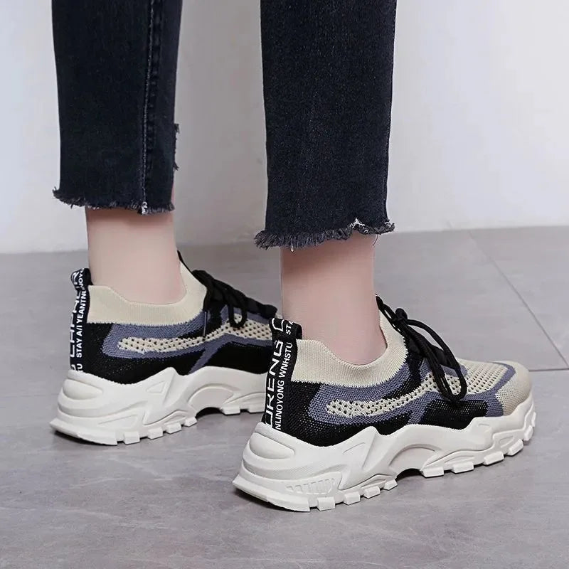 Women's Fashion Platform Dad Sneakers Lightweight Breathable Comfortable Daily Shoes for Casual Wear