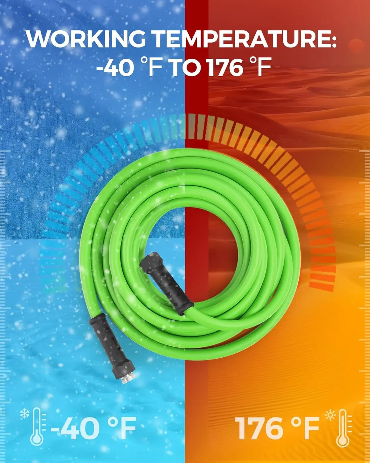100 FT Heavy Duty Garden Hose with Swivel Handle, 200 PSI Working Pressure, Flexible All-Weather Water Hose