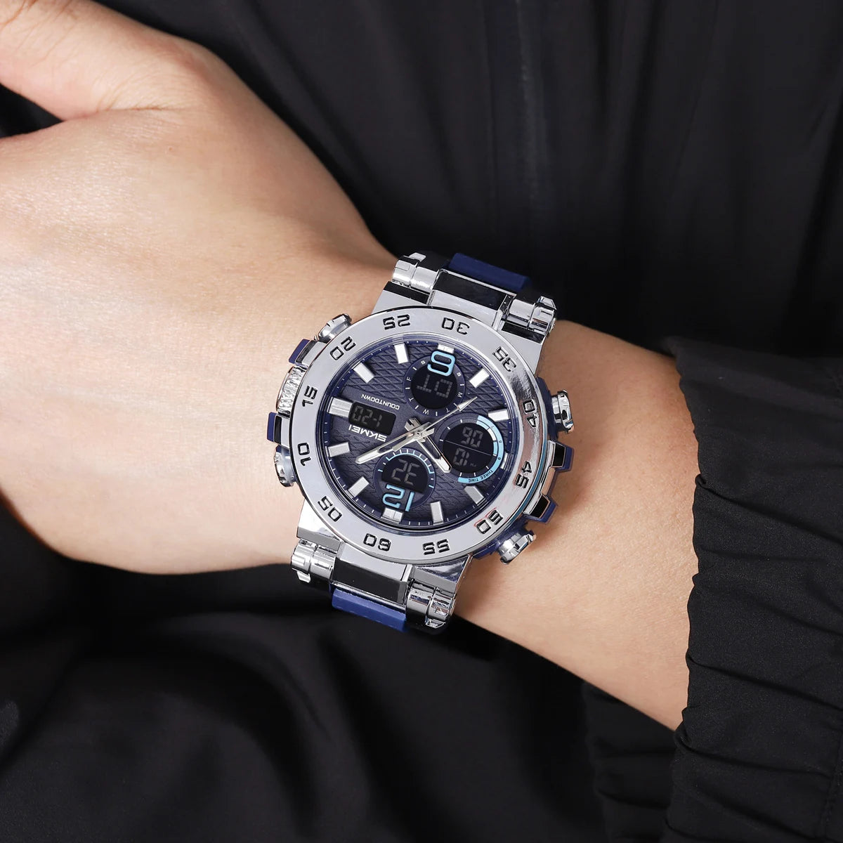 SKMEI Fashion Sport Double Display Digital Electronic Watch LED Light Quartz Watches For Men Waterproof Alarm Clock Wristwatches