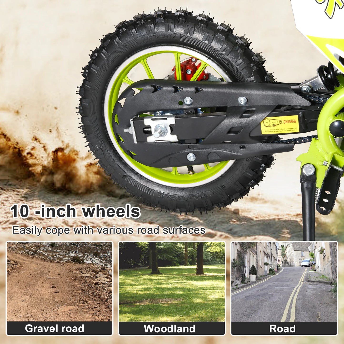 49cc 2-Stroke Dirt Bike, Gas Motocross, Off Road Mini Motorcycle, Pocket Motorbike with Front Rear Disc Brakes,Christmas gift