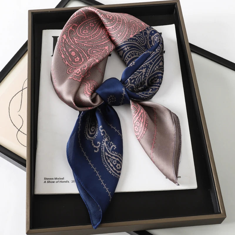 2026 New Fashion 70X70cmPrinted Women's Scarf Pashmina Silk Scarf Square Shawl Decorative Headband Neck Luxury Design Bandana
