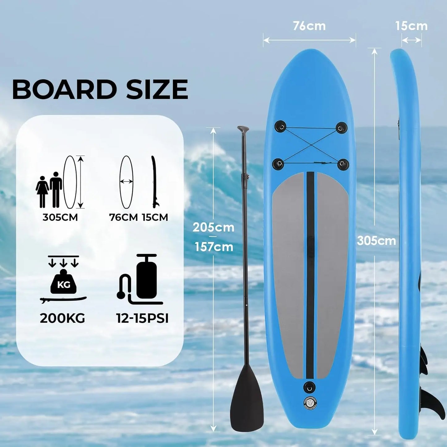 Inflatable Ultra-Light Stand Up Paddle Board 305cm for All Skill Levels with Premium SUP Paddleboard Accessories,Non-Slip Deck