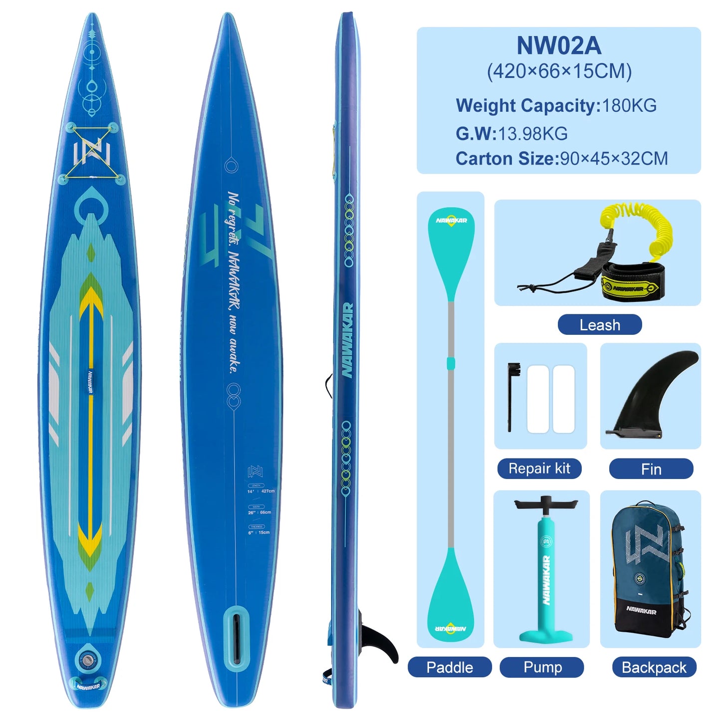 NAWAKAR 336x91x15cm Inflatable Stand Up Paddle Board Extra Wide Yoga ISUP Premium Complete Set Pink Blue Women Adults SUP Boards