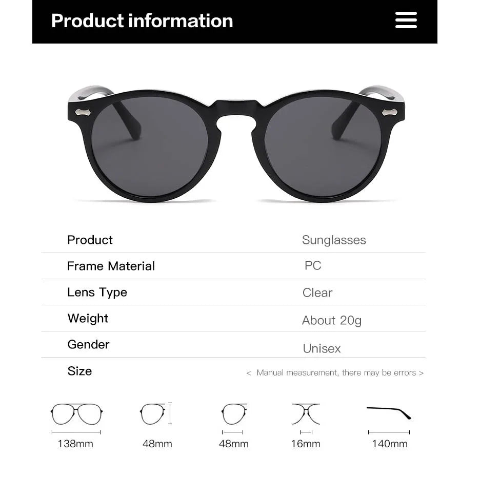 Designer Circular Reading Sunglasses Men Women Vintage Tinted Finished Prescription Glasses Positive Diopter Outdoor Sunshade