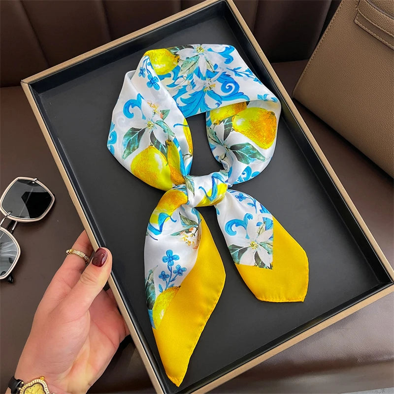 2026 New Fashion 70X70cmPrinted Women's Scarf Pashmina Silk Scarf Square Shawl Decorative Headband Neck Luxury Design Bandana