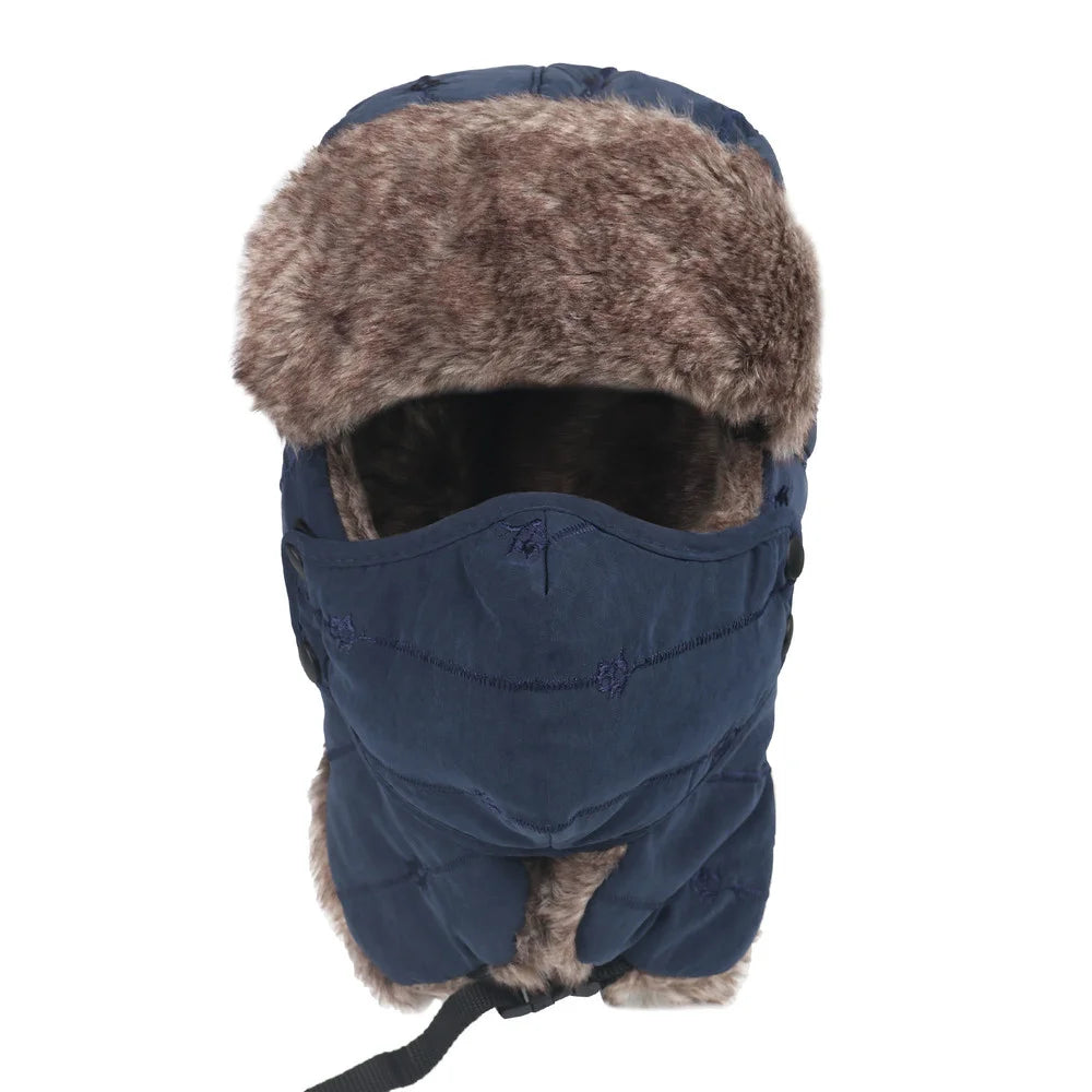 Winter Warm Hat Cold Weather Ushanka Russian Outdoor Ski Hunting Hat with Earflaps Windproof Mask Lei Feng Hat for Men Women