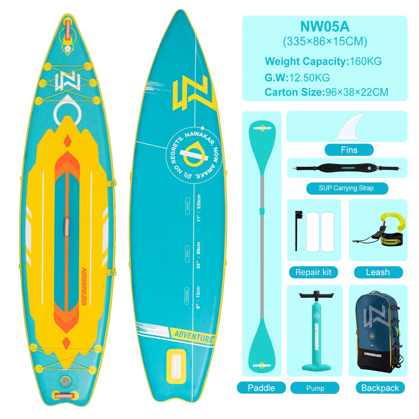 NAWAKAR 336x91x15cm Inflatable Stand Up Paddle Board Extra Wide Yoga ISUP Premium Complete Set Pink Blue Women Adults SUP Boards