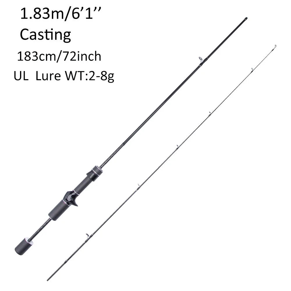 FISHINGFANS CARBON HANDLE UL ML FUJI O GUIDE X CROSS CARBON TAPE ULTRALIGHT MEDIUM LIGHT SPINNING CASTING FISHING ROD