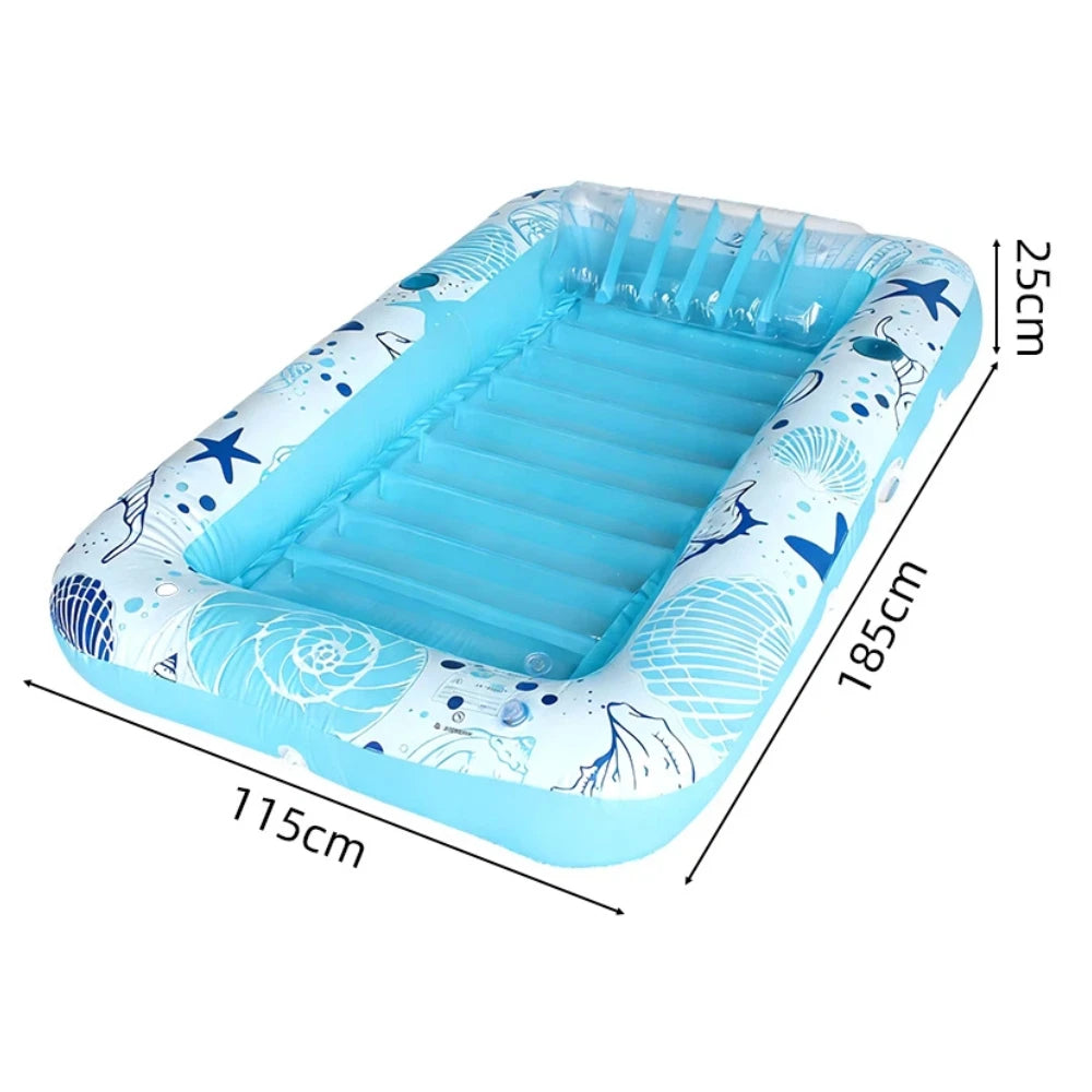 Double Person Inflatable Floating Mat with Pillow Adult Backrest PVC Water Park Sunbathing Pool Lounger Floating Mat