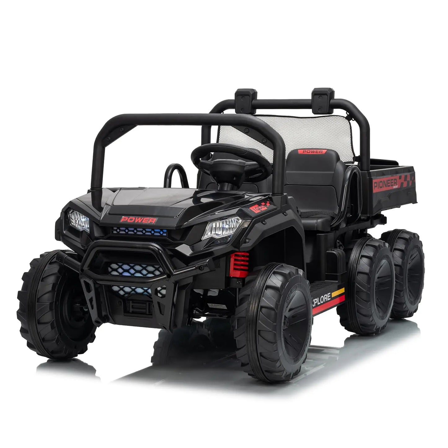 24V 4WD All-Terrain Kids Ride On Dump Truck Parental Remote Control 3 Speeds 2-Seater Off-Road Toy Car For Boys Girls