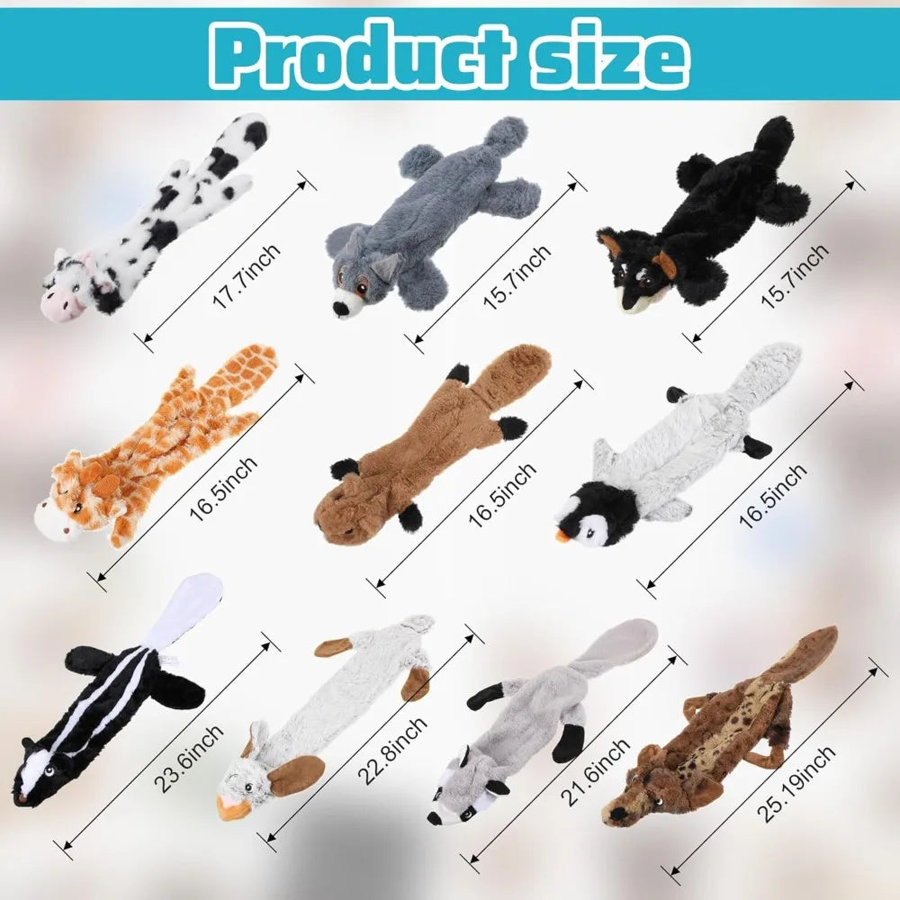 Sratte 10 Pcs Soft Dog Squeaky Toys No Stuffing Crinkle Dog Toy for Aggressive Chewers Durable Plush Teething Puppy Squeak Anima