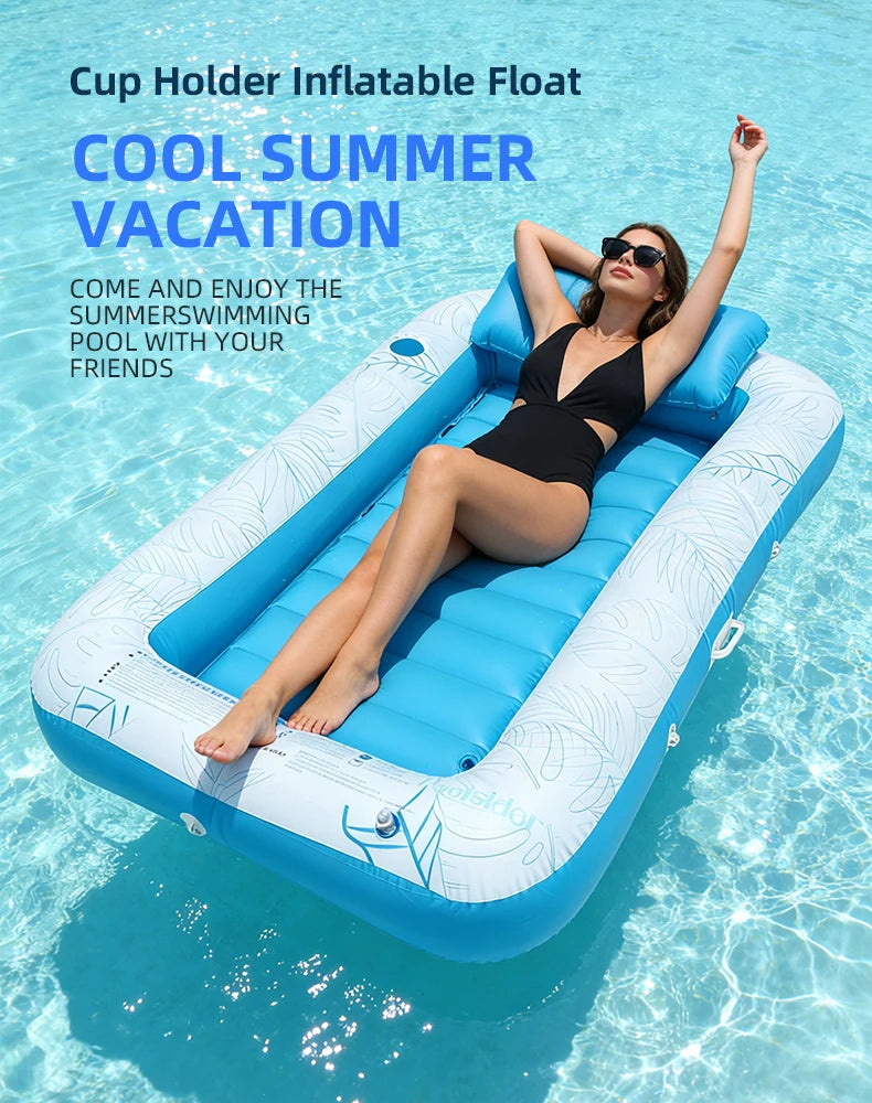 Inflatable Pool Float with Pillow Adult Swimming Floating Mattress Water Lounge Raft Beach Summer Party Toys