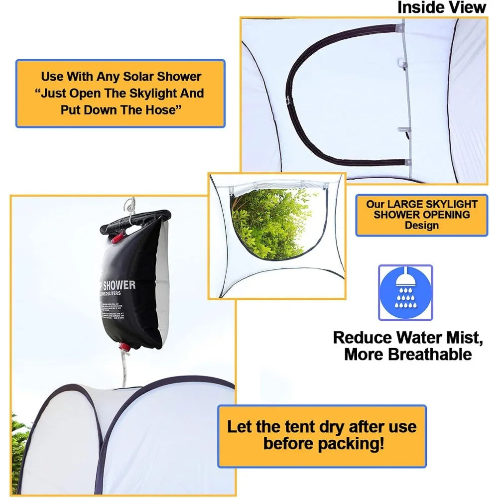 Extra-Large Pop-Up Shower Tent for Privacy - Leader Accessories 4' x 4' x 78 High, Portable Camping Changing Room Shelter