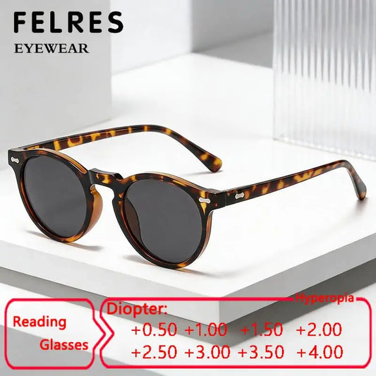 Designer Circular Reading Sunglasses Men Women Vintage Tinted Finished Prescription Glasses Positive Diopter Outdoor Sunshade