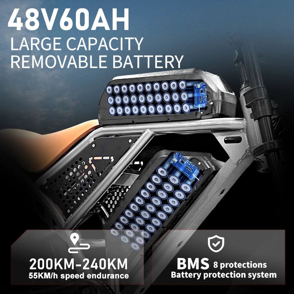 DEEPOWER QS7 Electric Bike 1500W 48V 60AH Adult Off-Road Electric Bicycle 20-inch Fat Tire Dual Battery All-Terrain Ebike