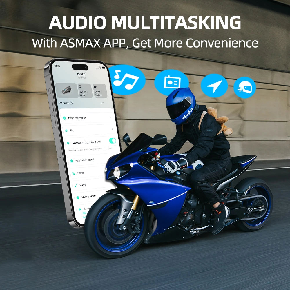 New motorcycle helmet, Bluetooth earphones, 2-kilometer remote intercom, intelligent noise reduction, IP67 waterproof, fast char
