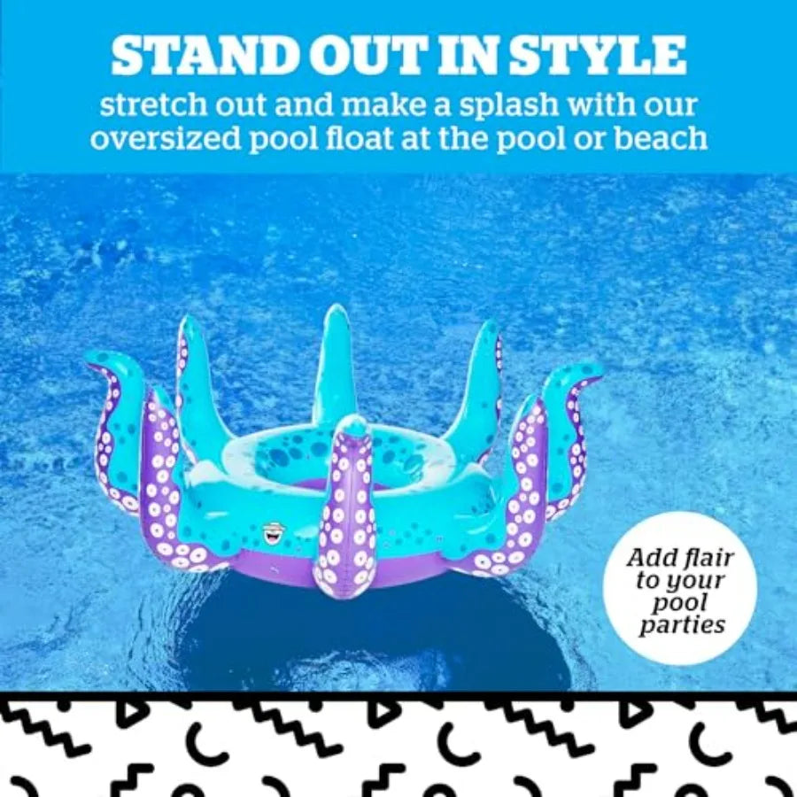 Giant Octopus Tentacles Pool Float 5 Feet Wide Inflatable Floatie Tube Blow-up Swim Ring Outdoor Summer Pool Party Water Toy