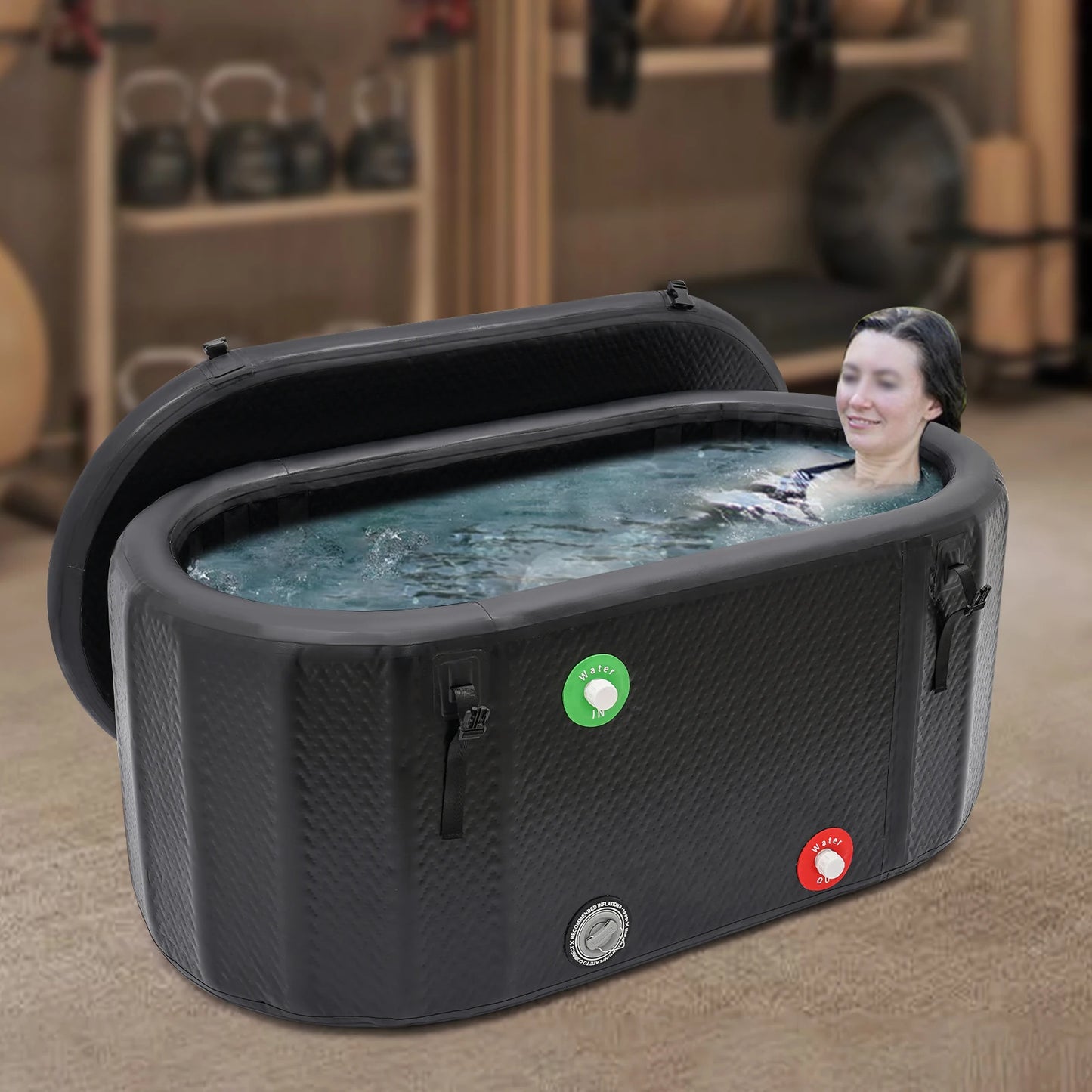 150*80cm Inflatable Ice Bath Tub for Athletes Recovery Portable Cold Plunge Tub Large Capacity 370L with Pump for Muscle Relax