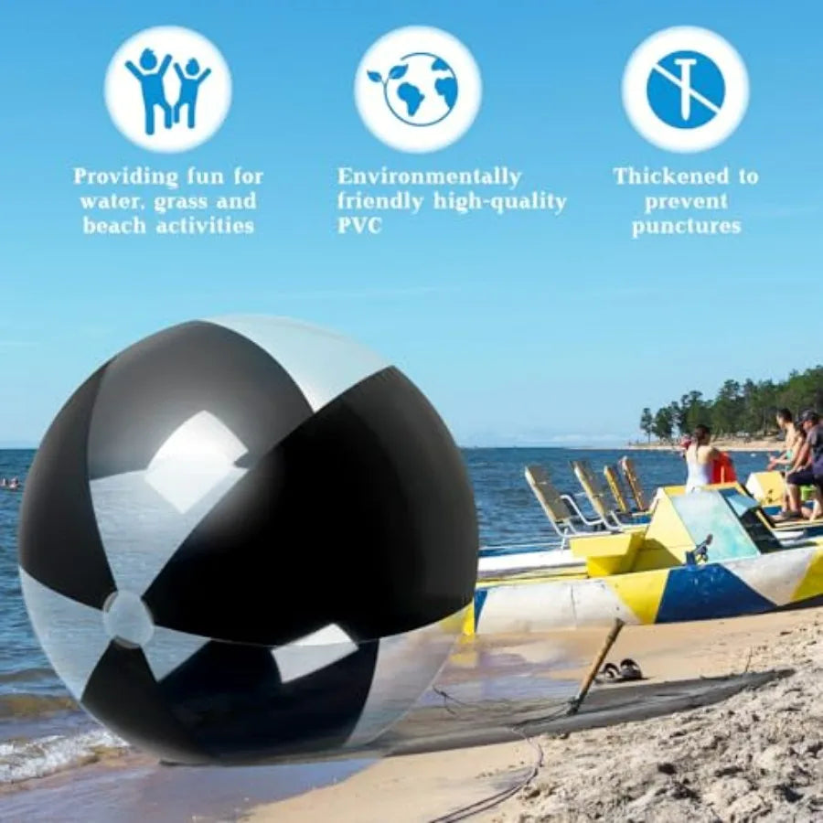 4 Pcs Inflatable 5 Feet Giant Beach Ball Summer Pool Toy for Adult Family Swimming Party PVC Plastic Jumbo Ball in Blue for Bir