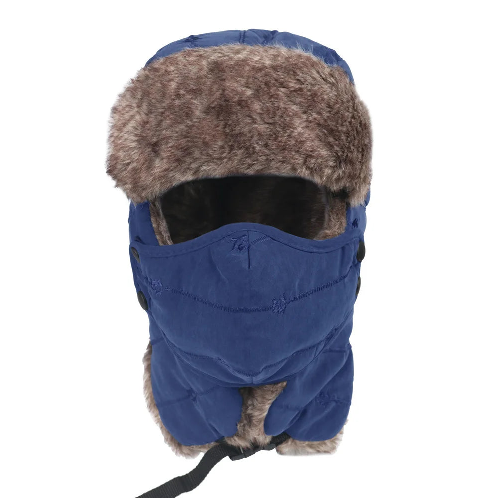 Winter Warm Hat Cold Weather Ushanka Russian Outdoor Ski Hunting Hat with Earflaps Windproof Mask Lei Feng Hat for Men Women