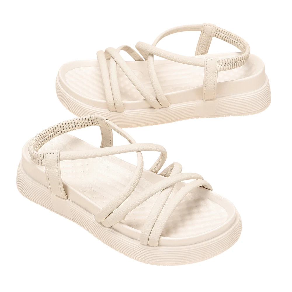 Women'S Beach Sandals Thin Strap Platform Shoes 2026 Summer New Soft Sole Sporty Sandals Versatile Flat Shoes