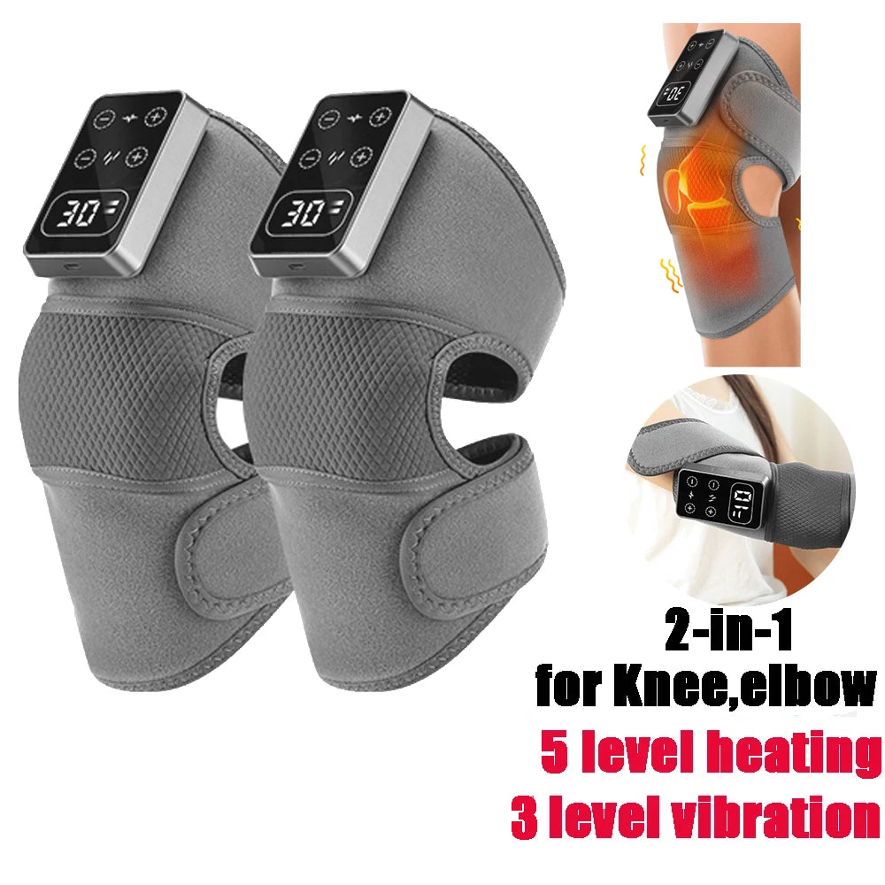 Eletric Heating Knee Massage Instrument Cordless Hot Compress Vibrator Knee Pad Joint for Elbow Leg Brace Care Muscle Relaxation