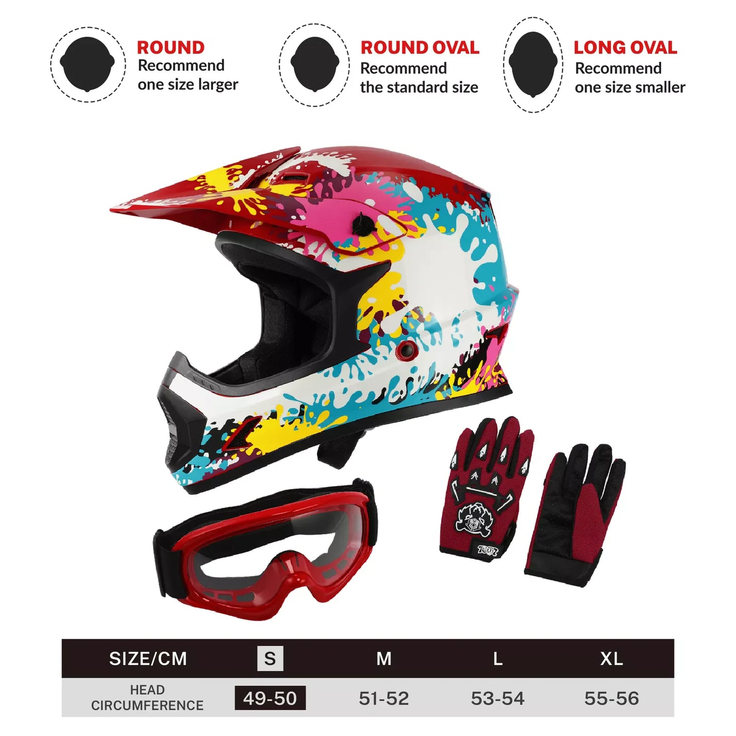 DOT Youth Helmet Child Kids Motorcycle Full Face Offroad Dirt Bike ATV S M L XL