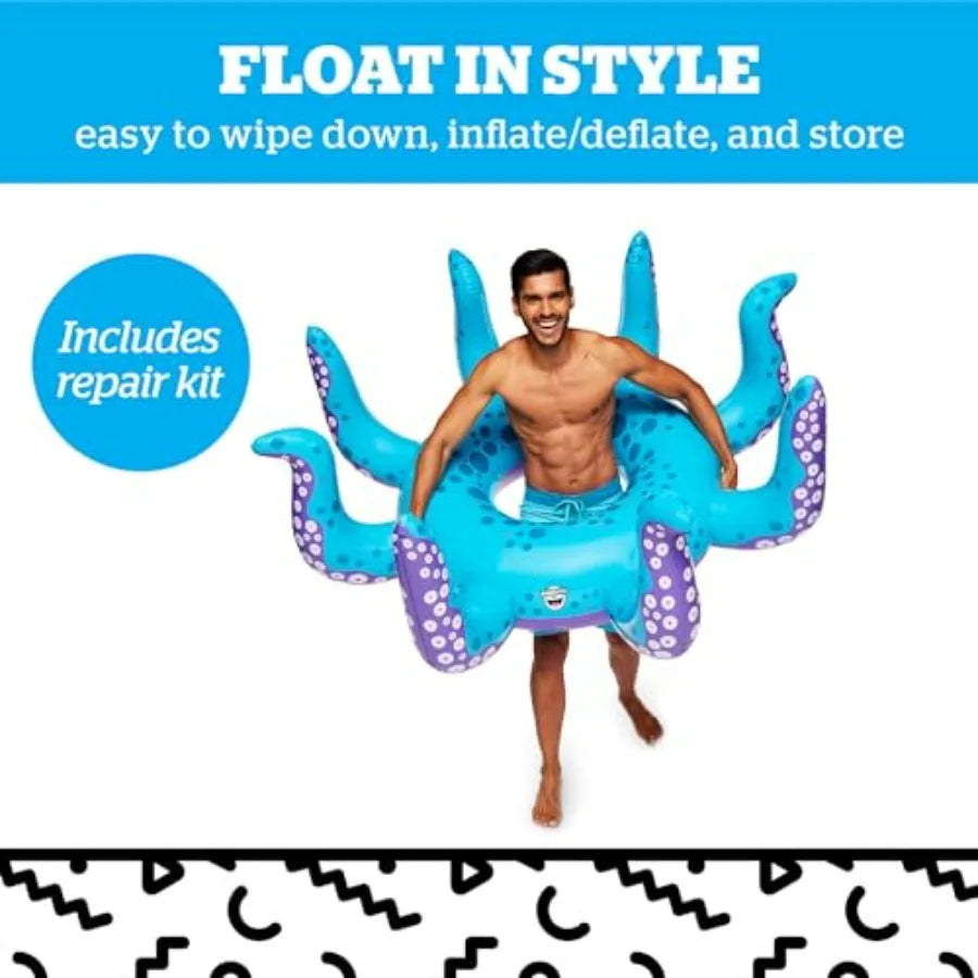 Giant Octopus Tentacles Pool Float 5 Feet Wide Inflatable Floatie Tube Blow-up Swim Ring Outdoor Summer Pool Party Water Toy