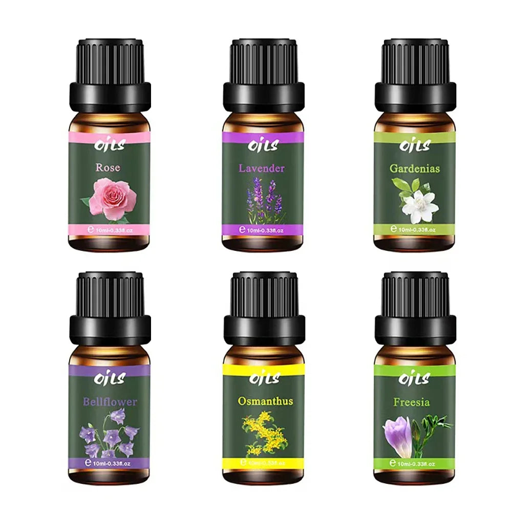 6-Piece Premium Essential Oil Set - 6 Natural Fragrances (Lavender, Rose, Osmanthus) for Aromatherapy Diffusers