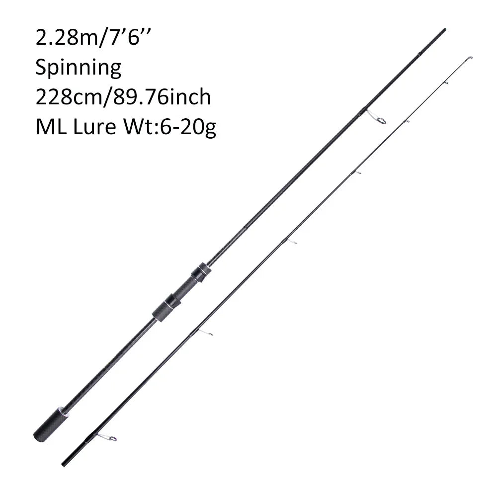 FISHINGFANS CARBON HANDLE UL ML FUJI O GUIDE X CROSS CARBON TAPE ULTRALIGHT MEDIUM LIGHT SPINNING CASTING FISHING ROD