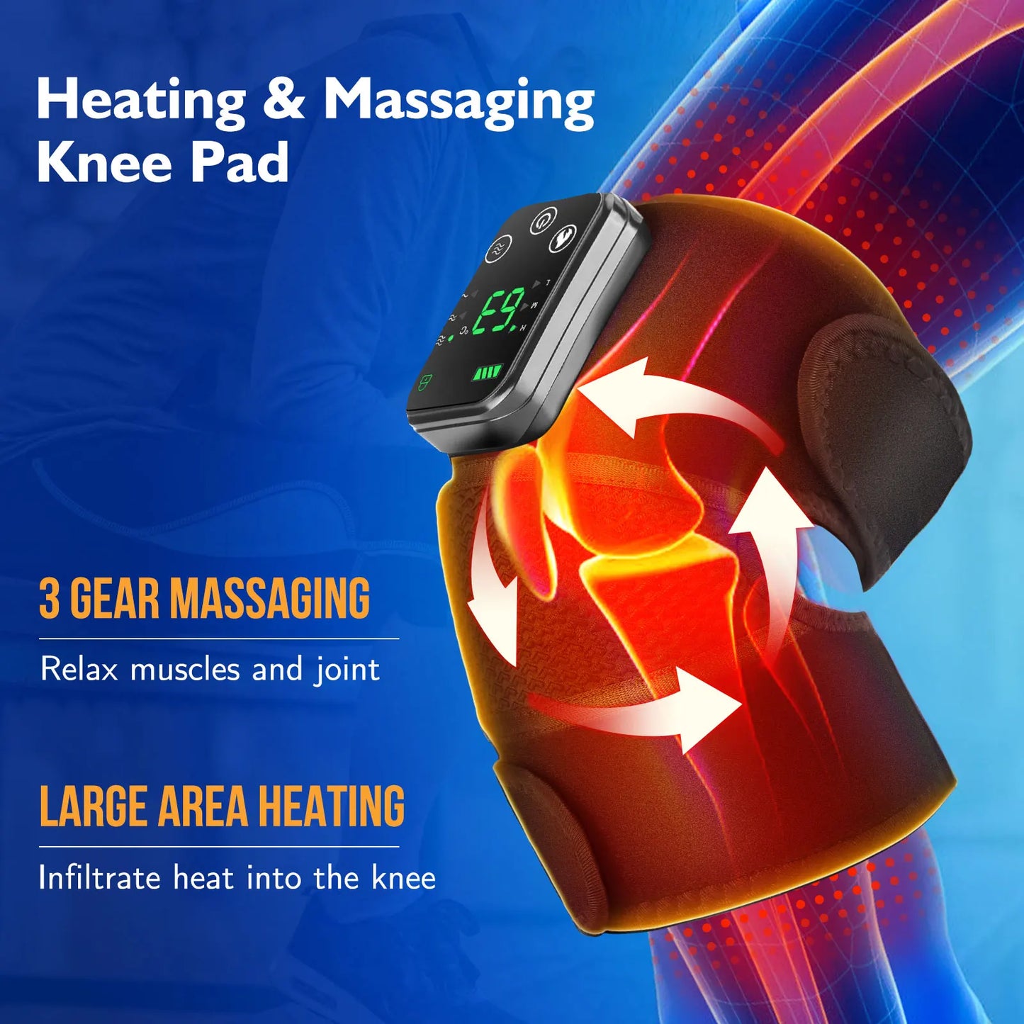 Eletric Heating Knee Massage Instrument Cordless Hot Compress Vibrator Knee Pad Joint for Elbow Leg Brace Care Muscle Relaxation