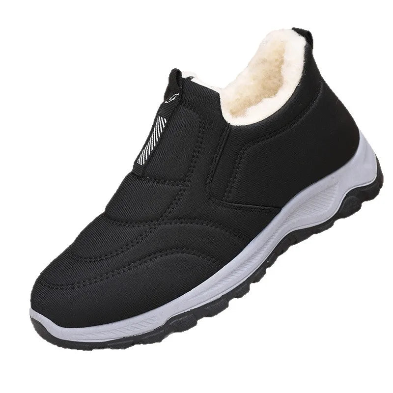 Women's Winter Cotton Shoes Comfortable Fashion Mom Thickened Fleece Warm Large Cotton Shoes Breathable Wear-resistant Low Heel