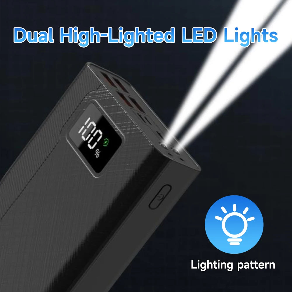Large-capacity Portable 40000mAh Power Bank With 4 USB Outputs, LED Digital Battery Display, LED Lighting, Fast Charging