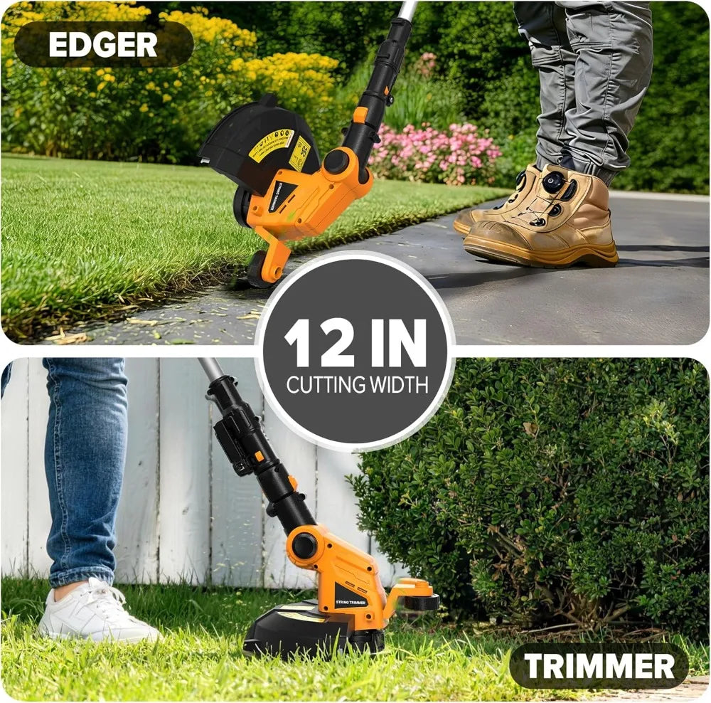 12" Cordless String Trimmer for Lawn, Automatic Feed Weed Eater with 4 Spools, Compatible with Dewalt 20V Max Battery