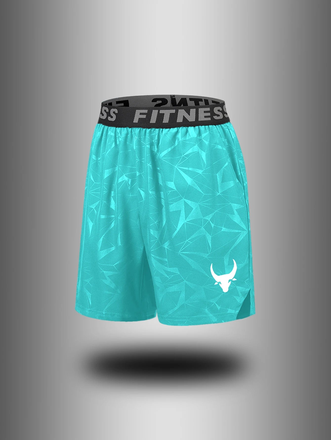 Men'S Athletic Quick-Dry Casual Elastic Waistband Shorts Set with Geometric Print Summer Sports Wear